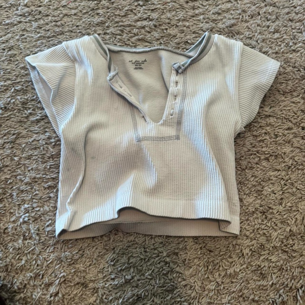 Urban Outfitters Gray Crop Top Henley Style